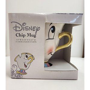 Disney Authentic Beauty and the Beast Chip Mug Ceramic Tea Cup Yellow Handle